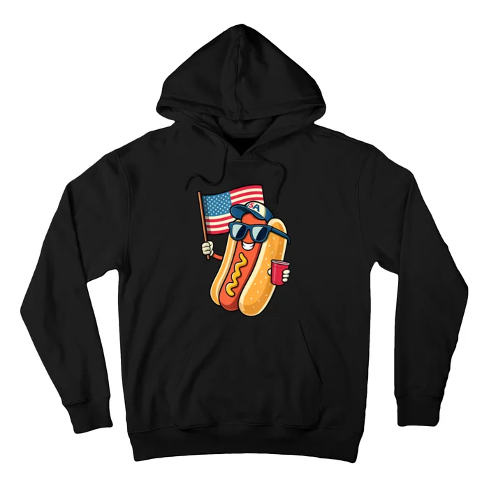 4th Of July Funny Hotdog Fourth Of July Patriotic Usa Flag Gift Hoodie