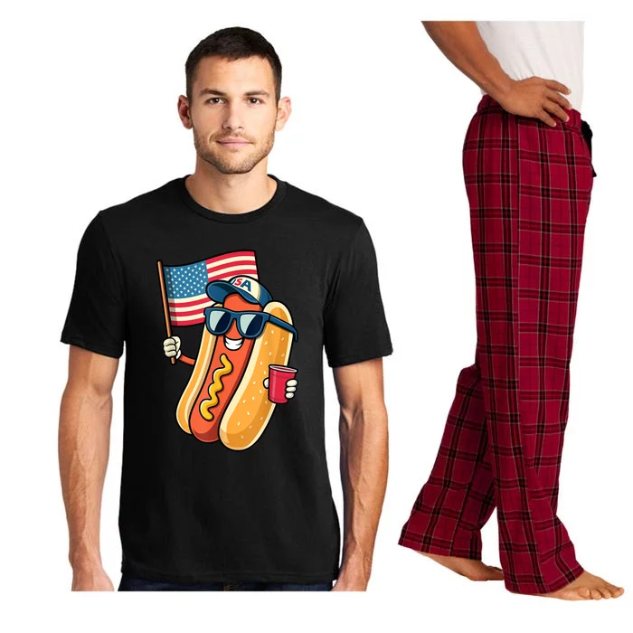 4th Of July Funny Hotdog Fourth Of July Patriotic Usa Flag Gift Pajama Set