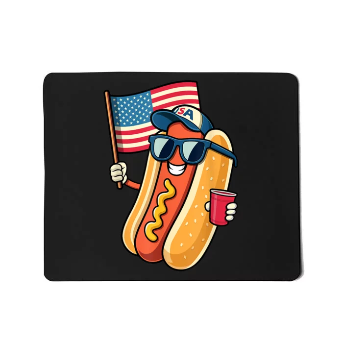 4th Of July Funny Hotdog Fourth Of July Patriotic Usa Flag Gift Mousepad