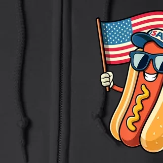 4th Of July Funny Hotdog Fourth Of July Patriotic Usa Flag Gift Full Zip Hoodie