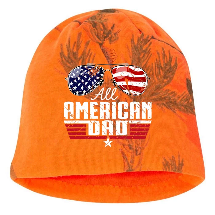 4th Of July Family Matching All American Dad American Flag Kati - Camo Knit Beanie