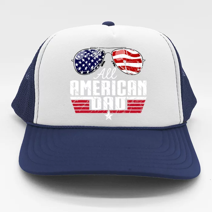 4th Of July Family Matching All American Dad American Flag Trucker Hat