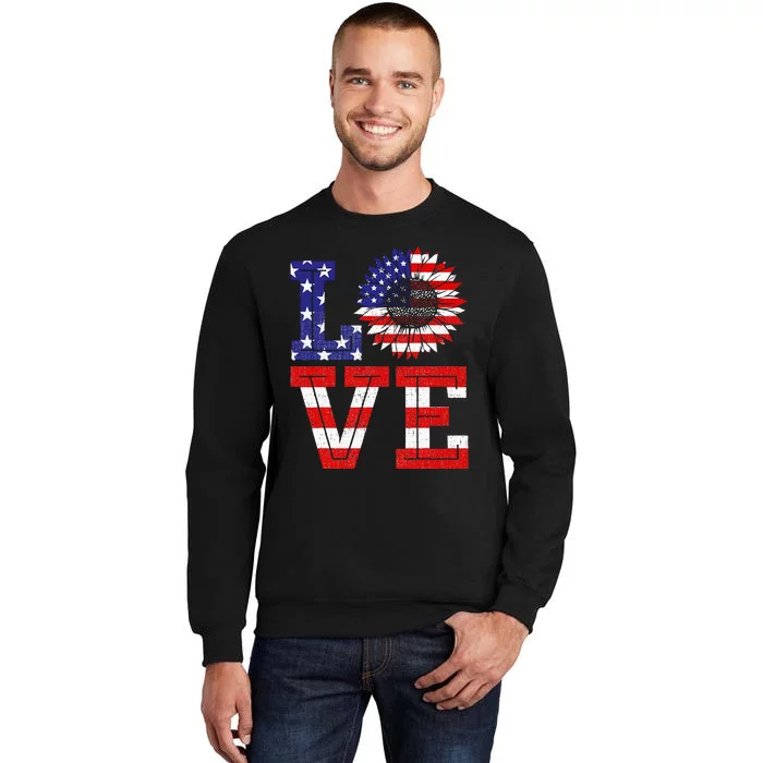 4th Of July Love Sunflower Patriotic American Flag Sweatshirt