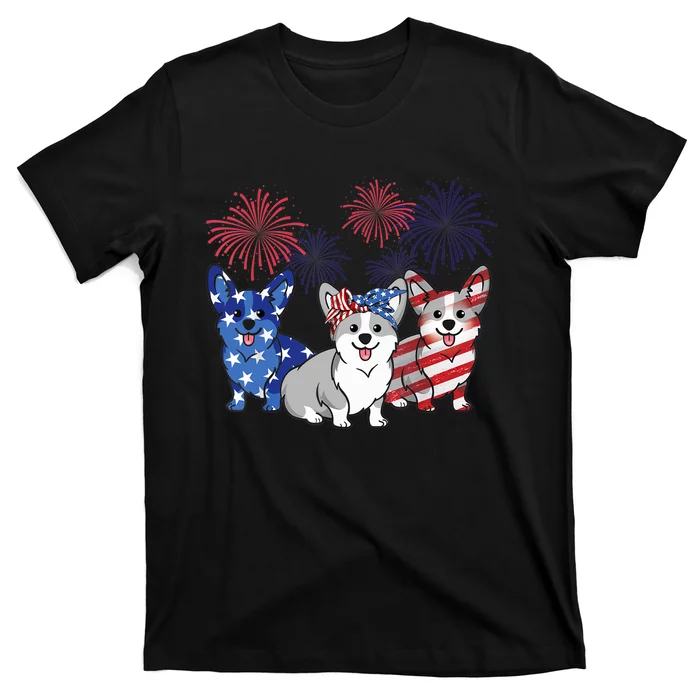 4th Of July American Flag Corgi Patriotic Dog T-Shirt