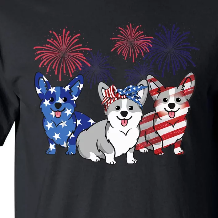 4th Of July American Flag Corgi Patriotic Dog Tall T-Shirt