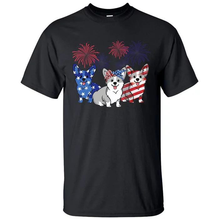 4th Of July American Flag Corgi Patriotic Dog Tall T-Shirt