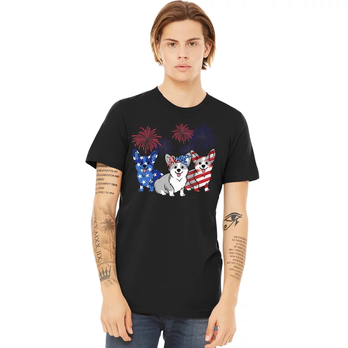 4th Of July American Flag Corgi Patriotic Dog Premium T-Shirt