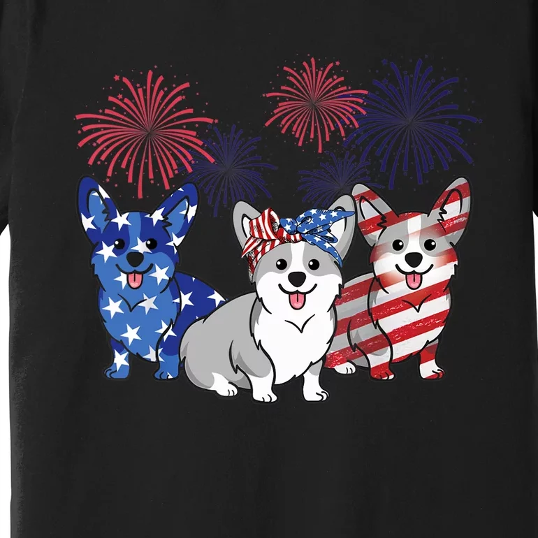 4th Of July American Flag Corgi Patriotic Dog Premium T-Shirt