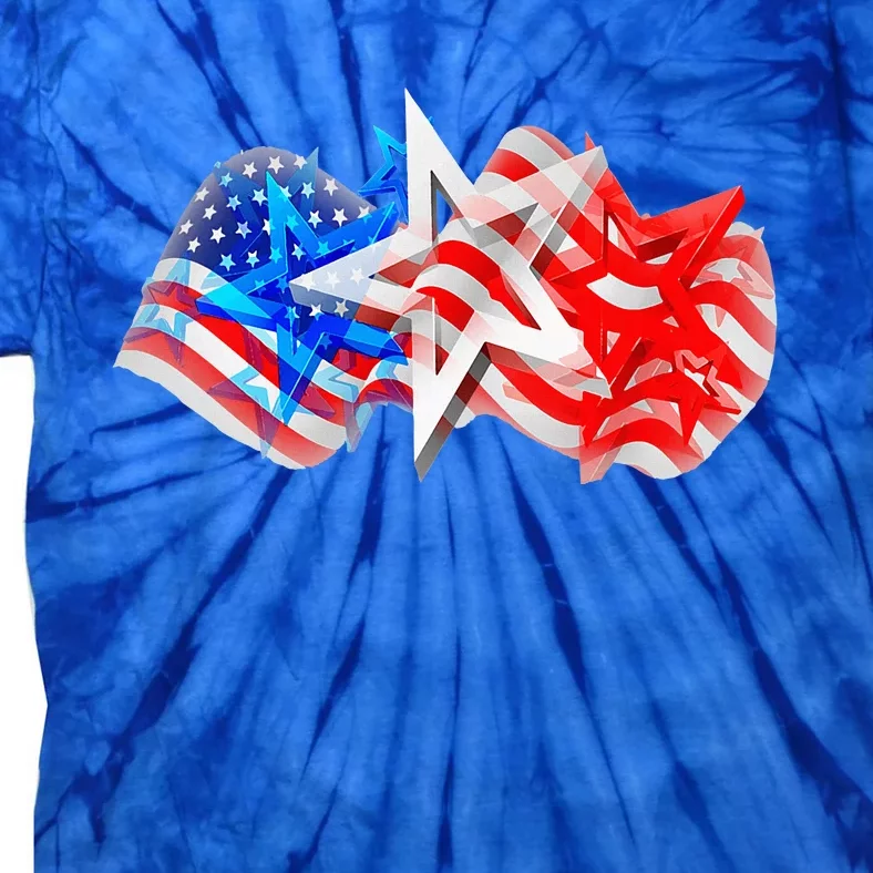 4th Of July Red White Blue Stars Stripes Flag Firework Tie-Dye T-Shirt