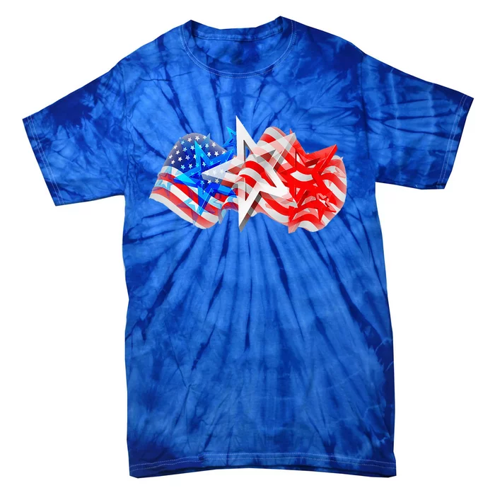 4th Of July Red White Blue Stars Stripes Flag Firework Tie-Dye T-Shirt