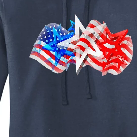 4th Of July Red White Blue Stars Stripes Flag Firework Women's Pullover Hoodie