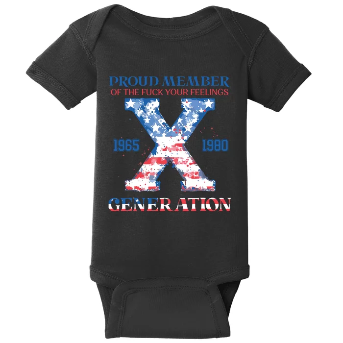 4th Of July Generationx Retro Style Us Flags Baby Bodysuit