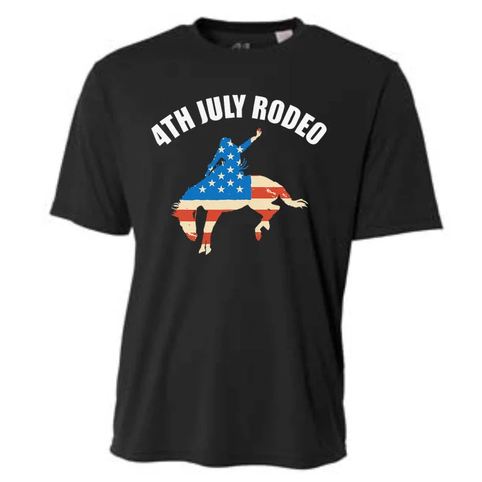 4th Of July Rodeo USA America Flag Cooling Performance Crew T-Shirt