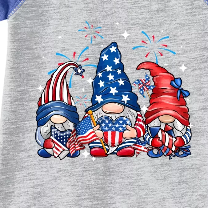 4th Of July Funny Gnomes Cute American Usa Flag Squad Gift Infant Baby Jersey Bodysuit