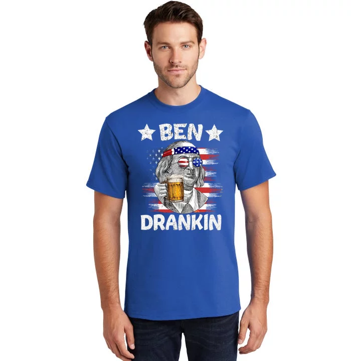 4th Of July Ben Drankin Ing Beer Benjamin Franklin Usa Gift Tall T-Shirt