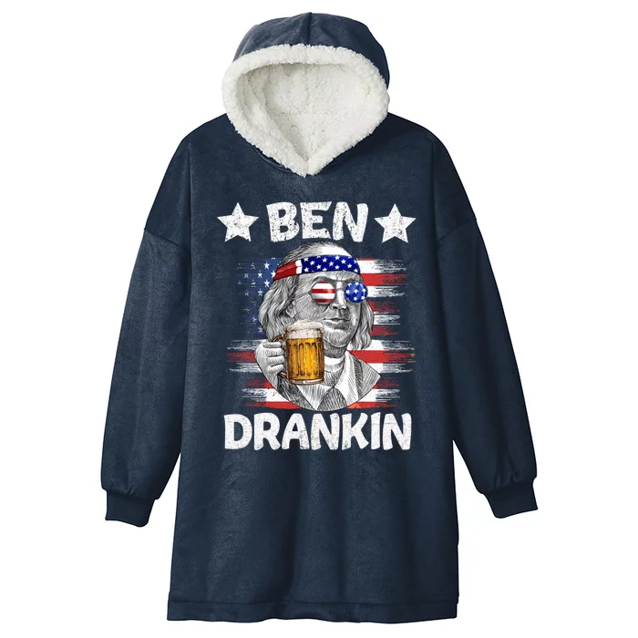 4th Of July Ben Drankin Ing Beer Benjamin Franklin Usa Gift Hooded Wearable Blanket