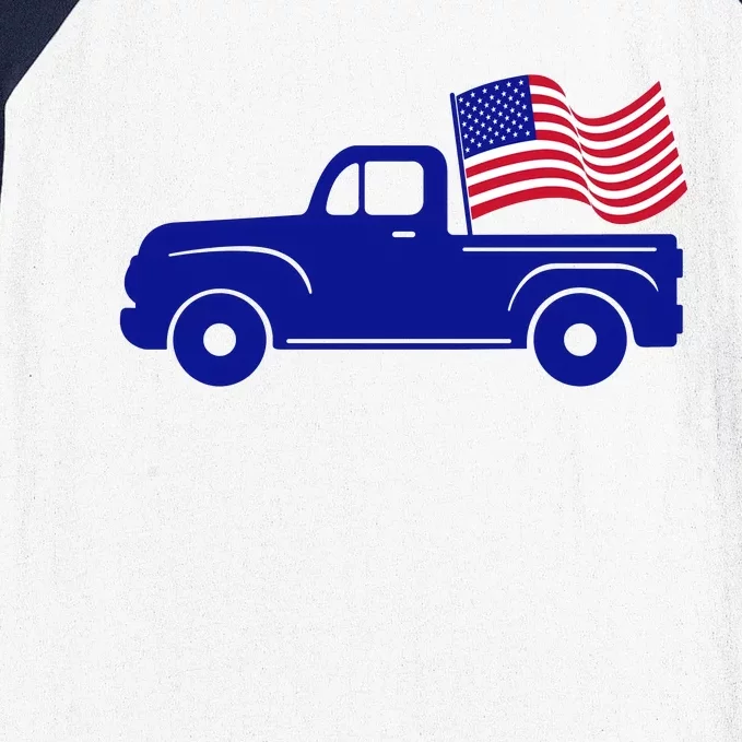 4th Of July America Truck Flag Baseball Sleeve Shirt