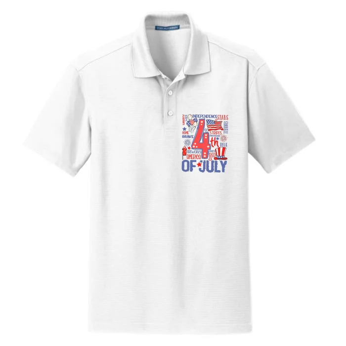 4th Of July Stars And Stripes Dry Zone Grid Performance Polo