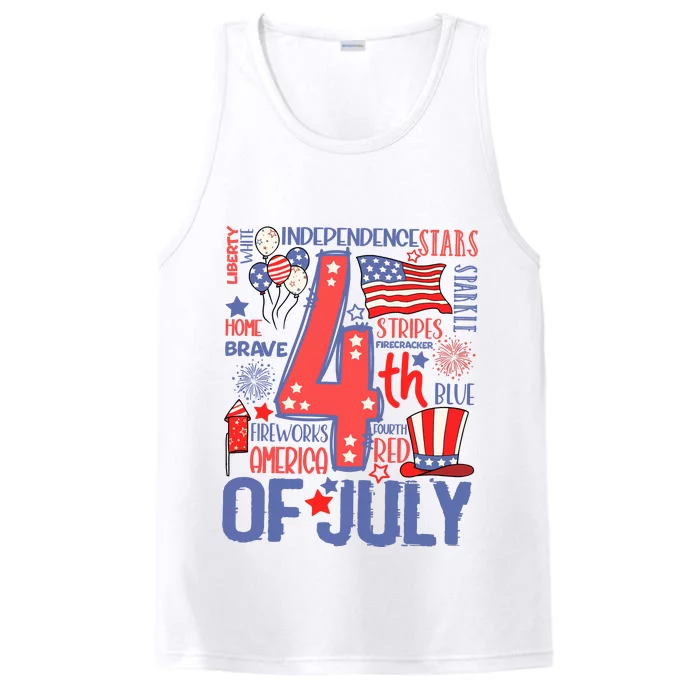 4th Of July Stars And Stripes Performance Tank