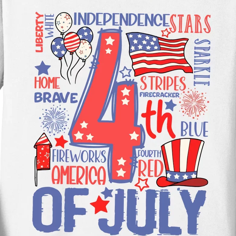 4th Of July Stars And Stripes Kids Long Sleeve Shirt