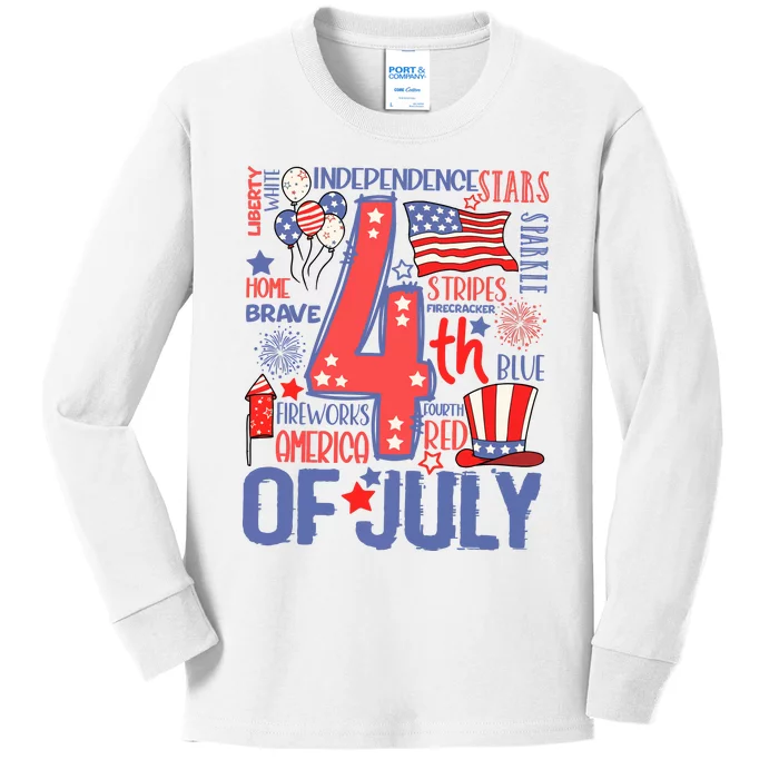 4th Of July Stars And Stripes Kids Long Sleeve Shirt