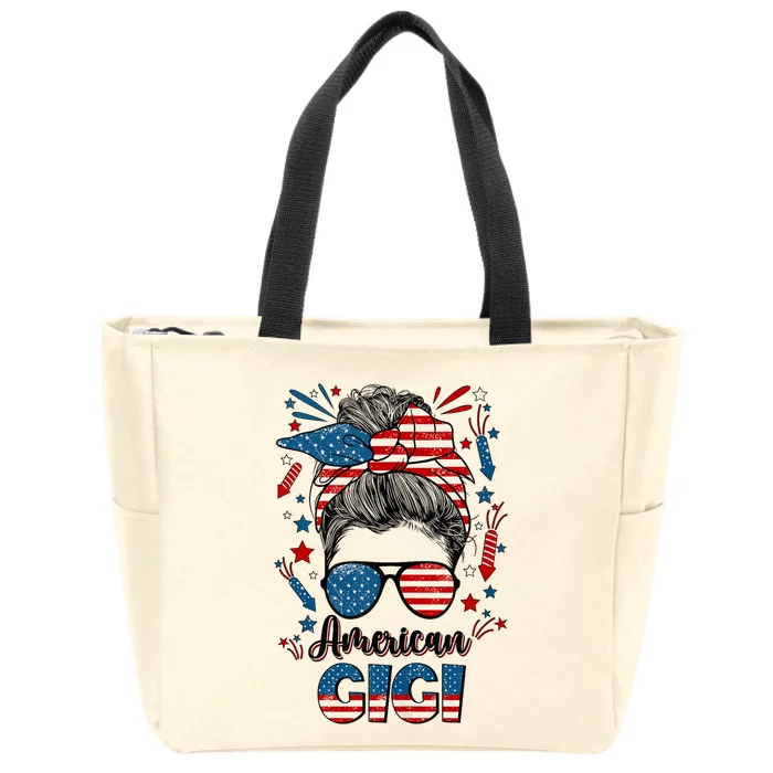 4th Of July Gigi Grandmother American Flag Gigi Grandma Zip Tote Bag