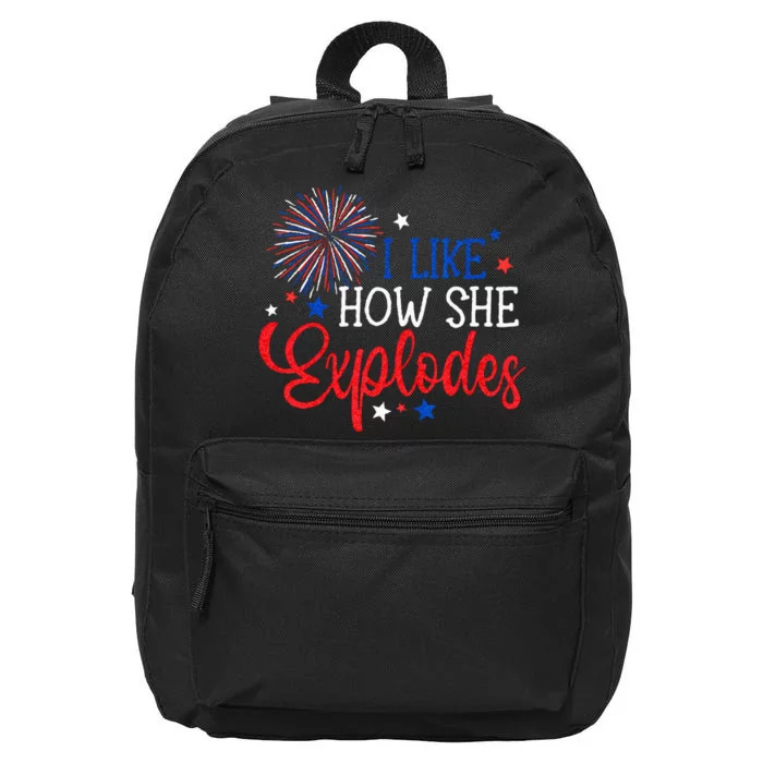 4th Of July I Like How She Explodes Fireworks Funny Couple 16 in Basic Backpack