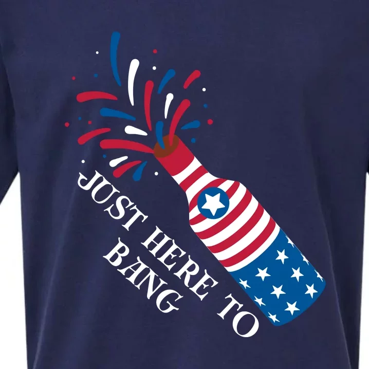 4th Of July Just Here To Bang Sueded Cloud Jersey T-Shirt