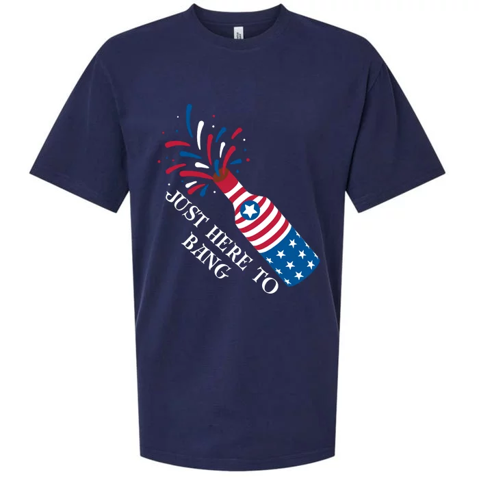 4th Of July Just Here To Bang Sueded Cloud Jersey T-Shirt