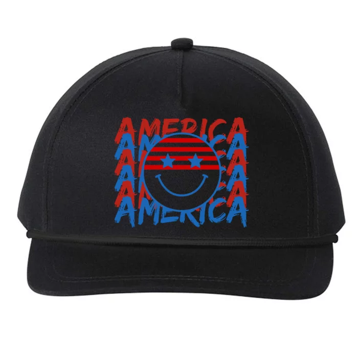 4th Of July Festive Holiday Smiley Face Snapback Five-Panel Rope Hat