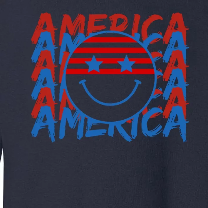 4th Of July Festive Holiday Smiley Face Toddler Sweatshirt