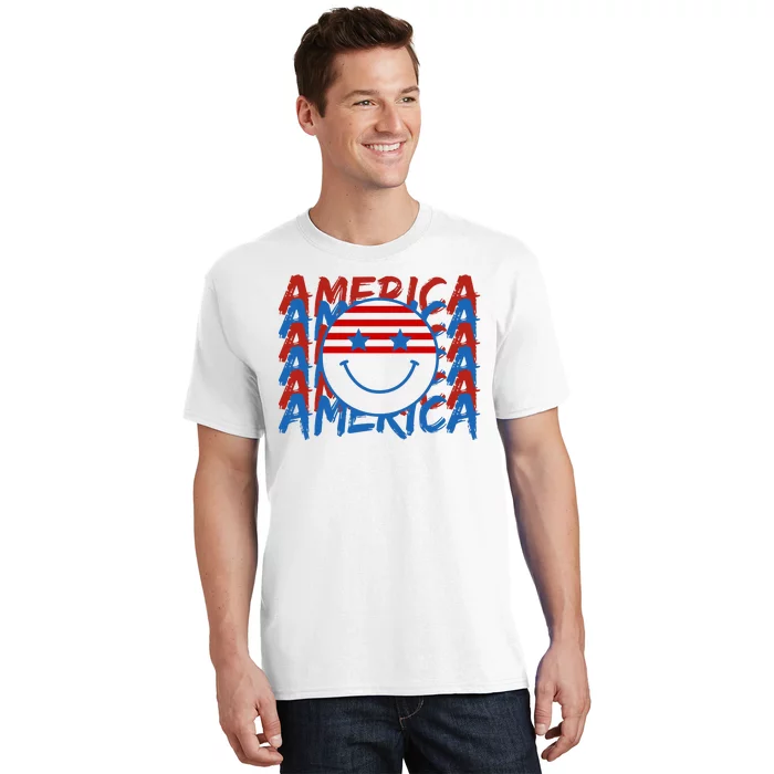 4th Of July Festive Holiday Smiley Face T-Shirt