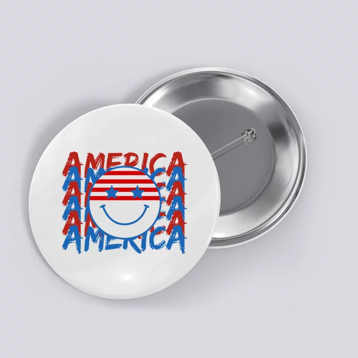 4th Of July Festive Holiday Smiley Face Button