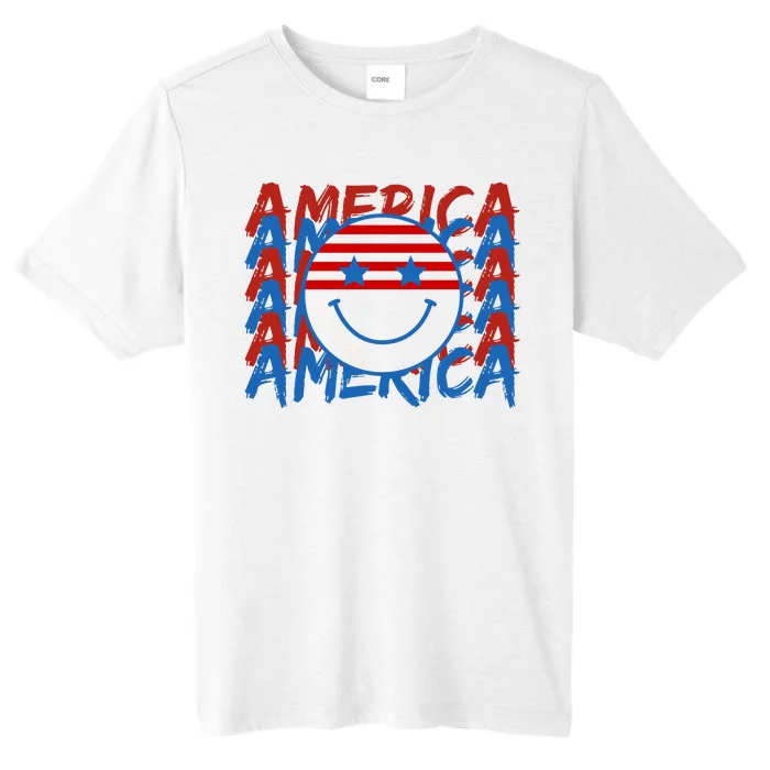 4th Of July Festive Holiday Smiley Face ChromaSoft Performance T-Shirt