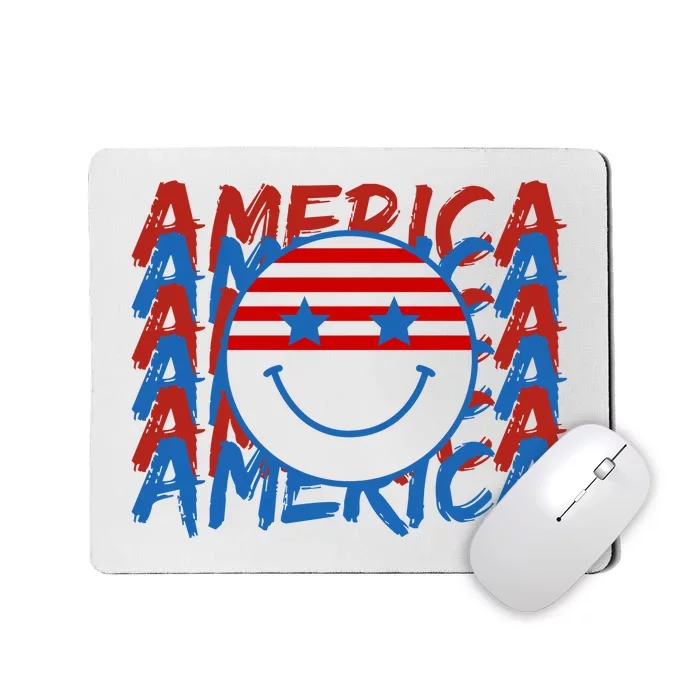 4th Of July Festive Holiday Smiley Face Mousepad