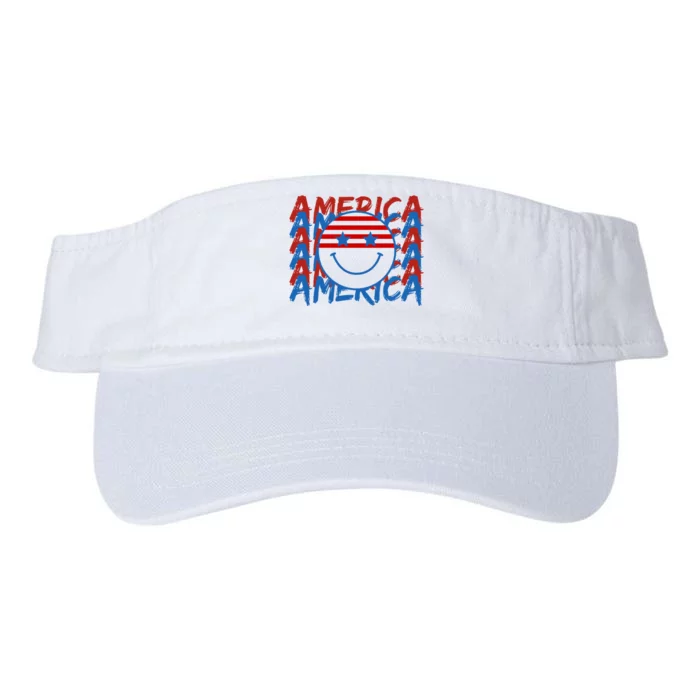 4th Of July Festive Holiday Smiley Face Valucap Bio-Washed Visor