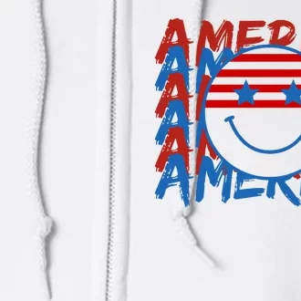 4th Of July Festive Holiday Smiley Face Full Zip Hoodie