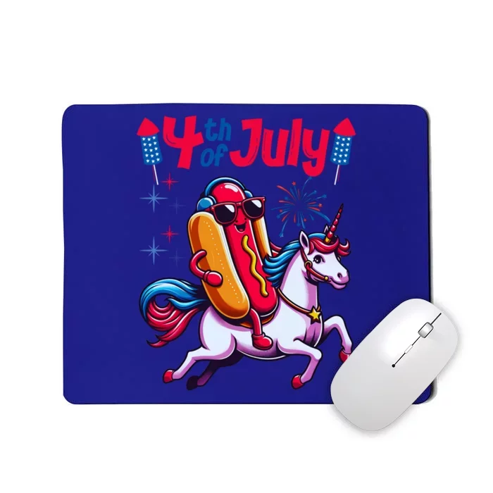 4th Of July Hotdog Unicorn Patriotic American Flag Great Gift Mousepad