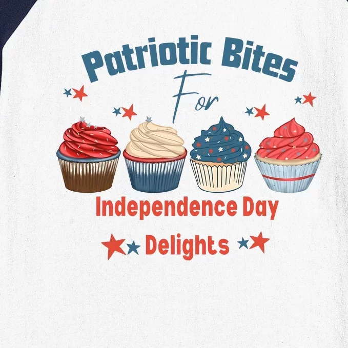 4th Of July Food Cupcakes Patriotic America Baseball Sleeve Shirt