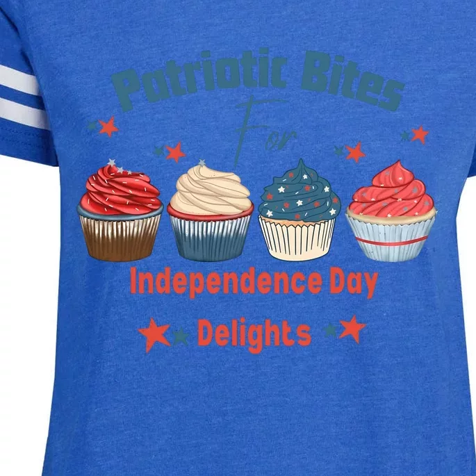 4th Of July Food Cupcakes Patriotic America Enza Ladies Jersey Football T-Shirt