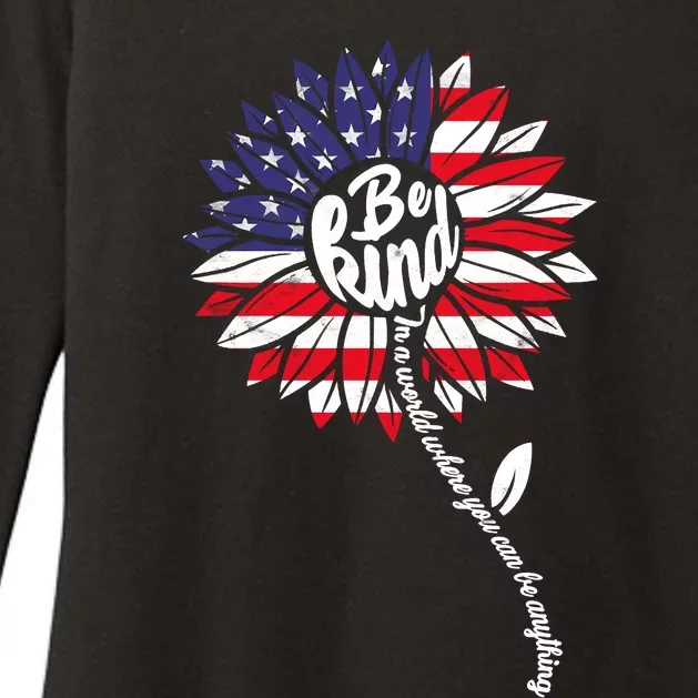 4th Of July Be Kind Sunflower Red White And Blue Womens CVC Long Sleeve Shirt