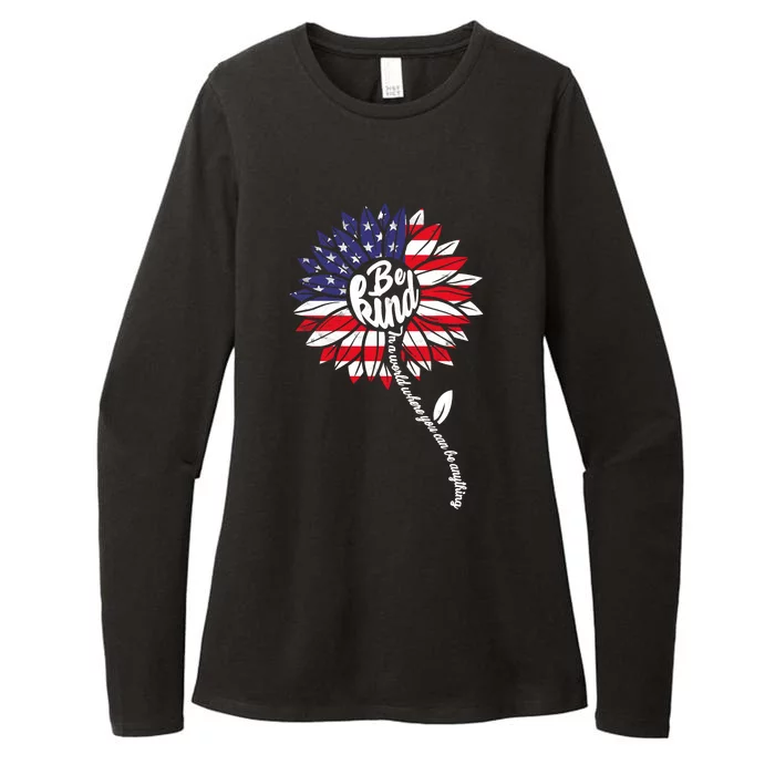 4th Of July Be Kind Sunflower Red White And Blue Womens CVC Long Sleeve Shirt