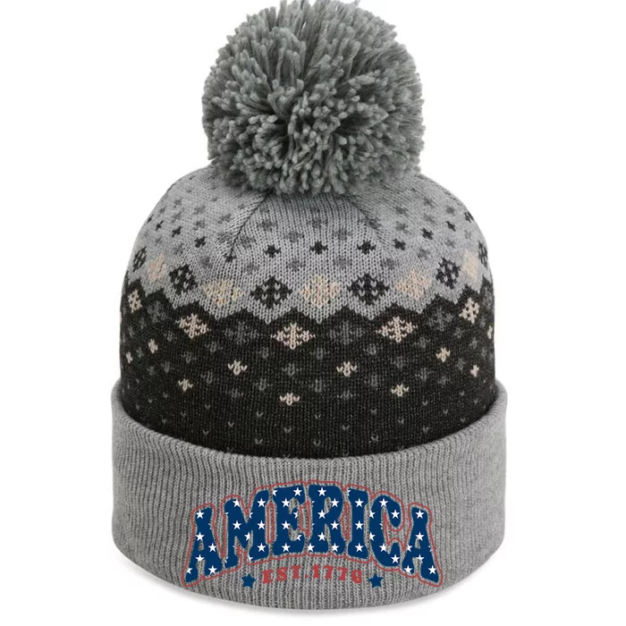 4th Of July America Est 1776 4th July The Baniff Cuffed Pom Beanie