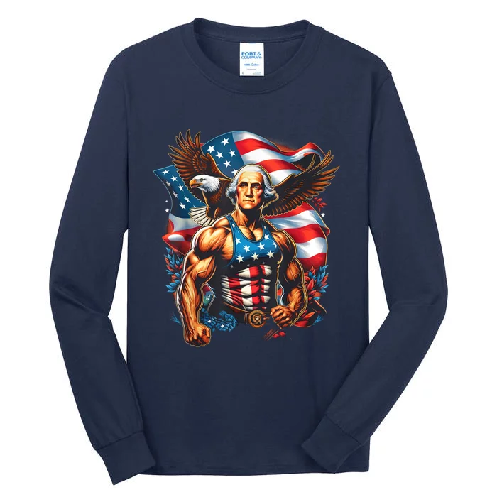 4th Of July Patriotic Funny George Washington July 4th Usa Tall Long Sleeve T-Shirt