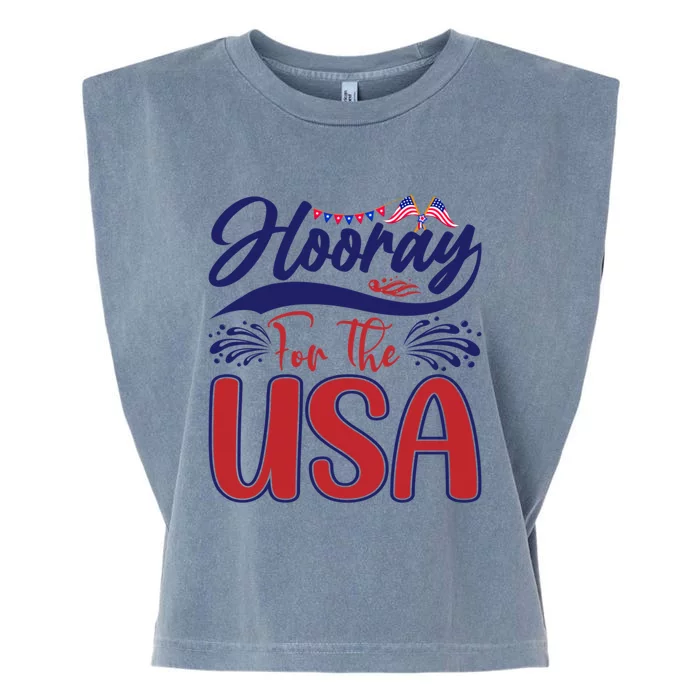 4th Of July Hooray For The Usa Patriotic Gift Garment-Dyed Women's Muscle Tee