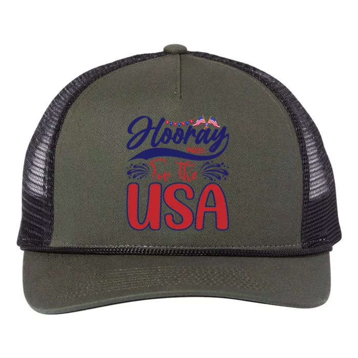 4th Of July Hooray For The Usa Patriotic Gift Retro Rope Trucker Hat Cap