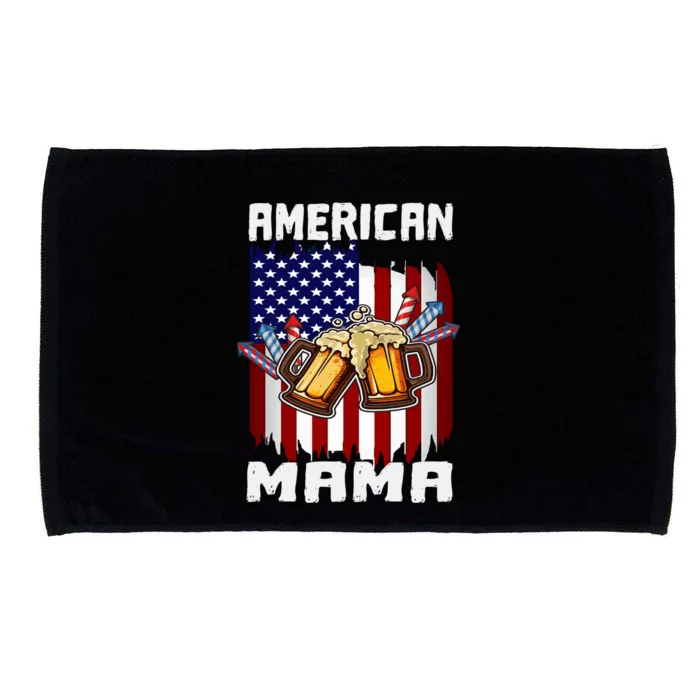 4th Of July Proud American Mama Us Flag Pride Fireworks Gift Microfiber Hand Towel