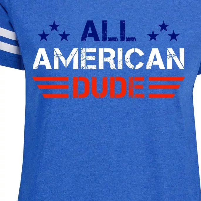 4th Of July Gift All American Dude Gift Enza Ladies Jersey Football T-Shirt