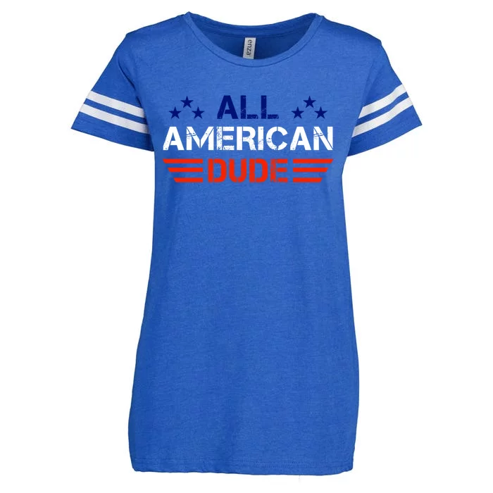 4th Of July Gift All American Dude Gift Enza Ladies Jersey Football T-Shirt