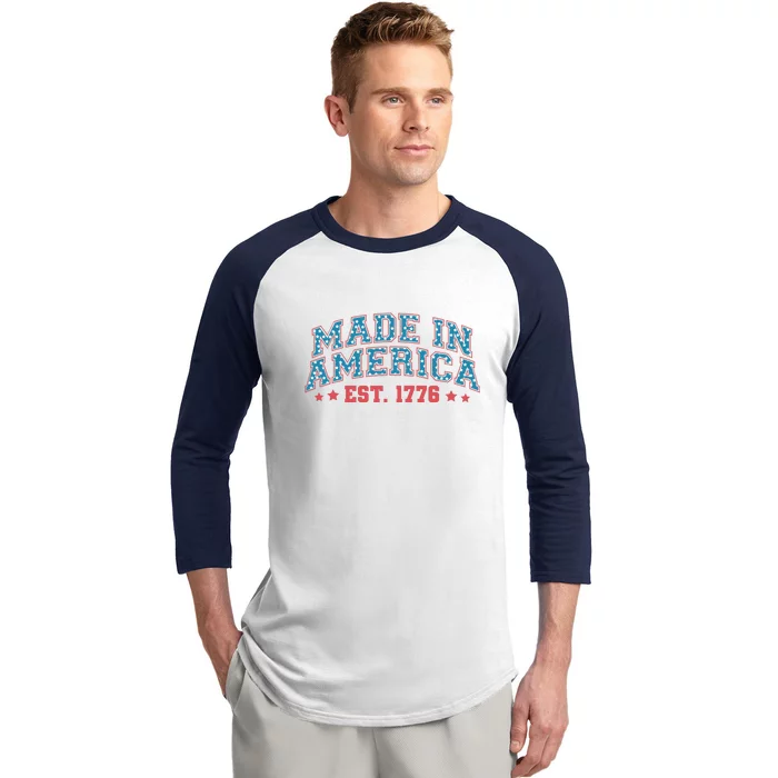 4th Of July Retro Make In American Est 1776 Gift Baseball Sleeve Shirt